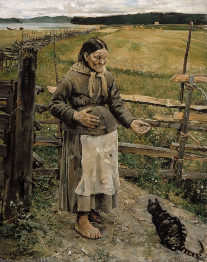 peasant woman with a cat by Akseli Gallen-Kallela, 1885, Turku Art Museum, Turku, Finland
