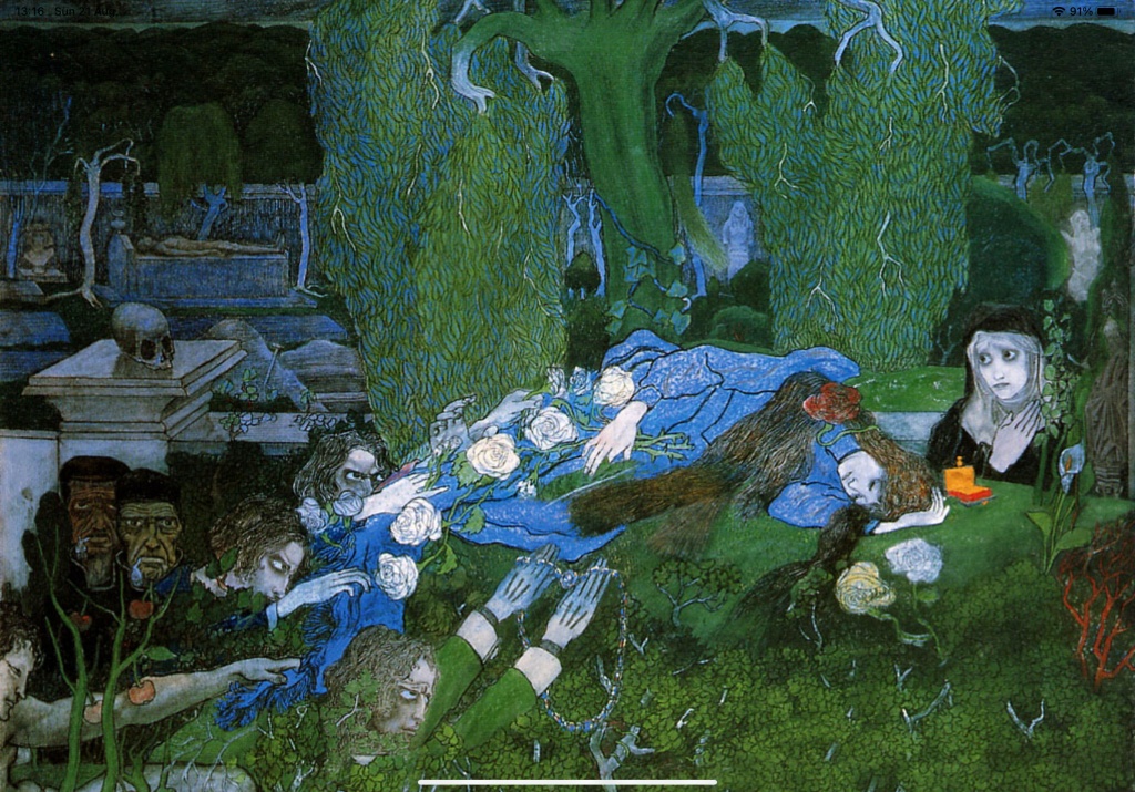 by Jan Toorup 1858, The Vagabonds. People in a graveyard.