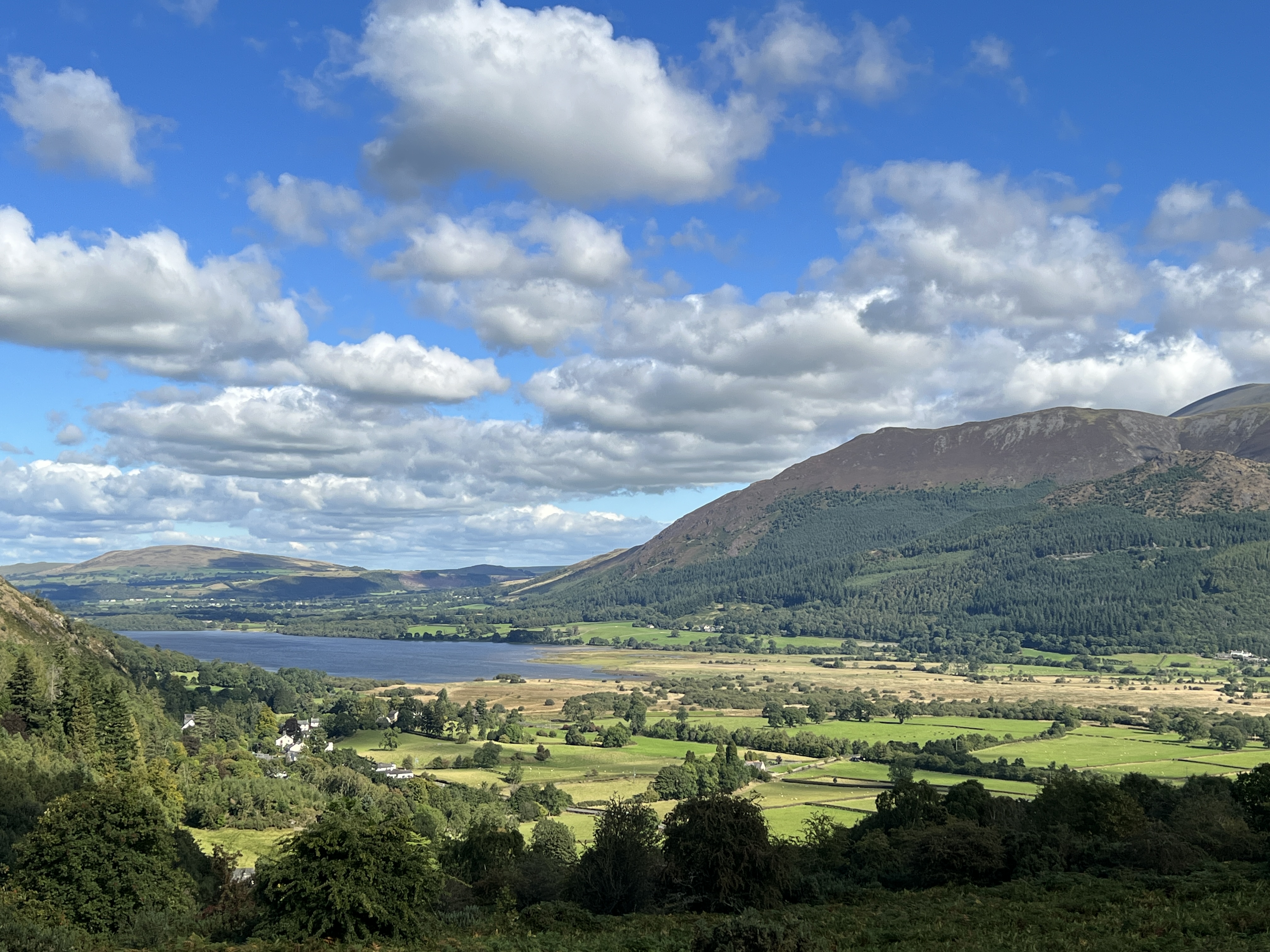 view of lake and hills from the summit