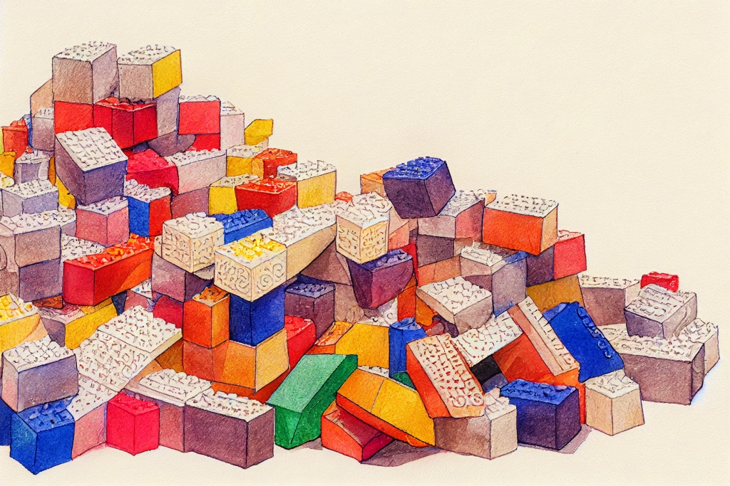 AI Digital Art. Colourful Lego blocks