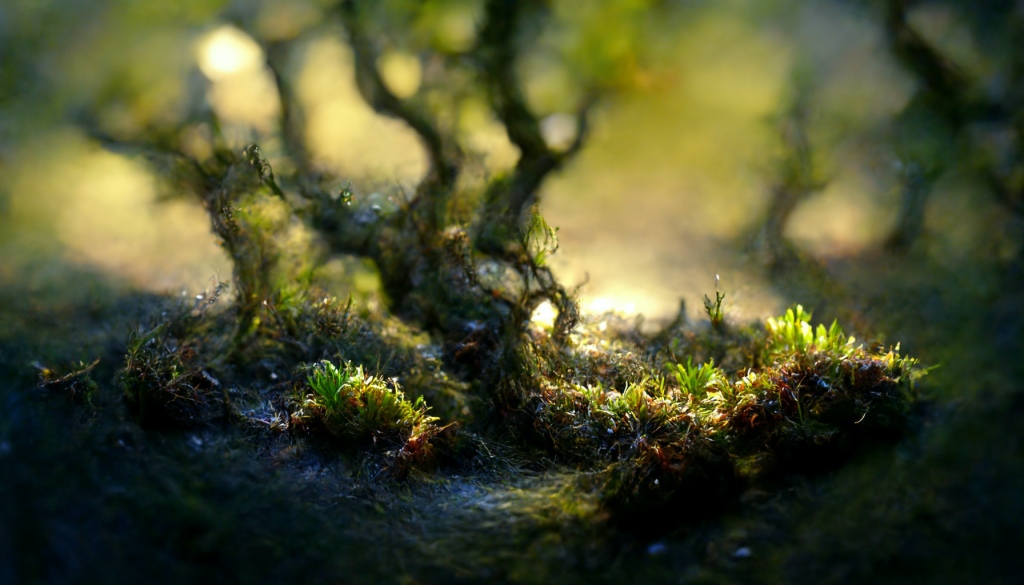digital art, moss and macro lens