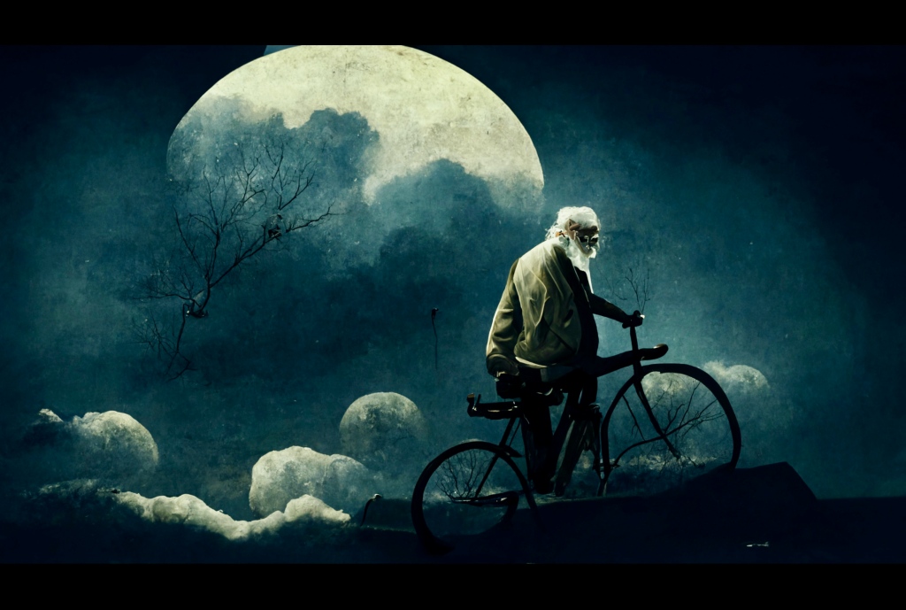 AI digital art: old man on a bike