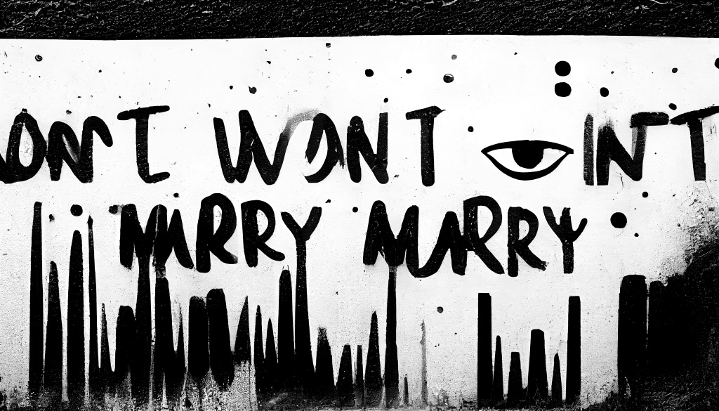 AI digital art "I won't marry" - graffiti. 