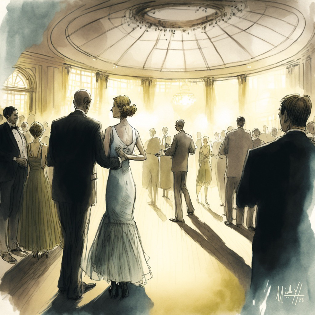 Dance hall with people In formalwear. 