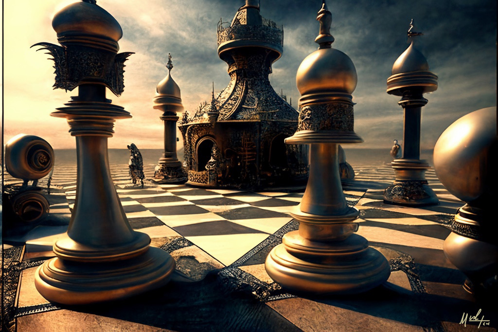 AI art, chessboard with pieces