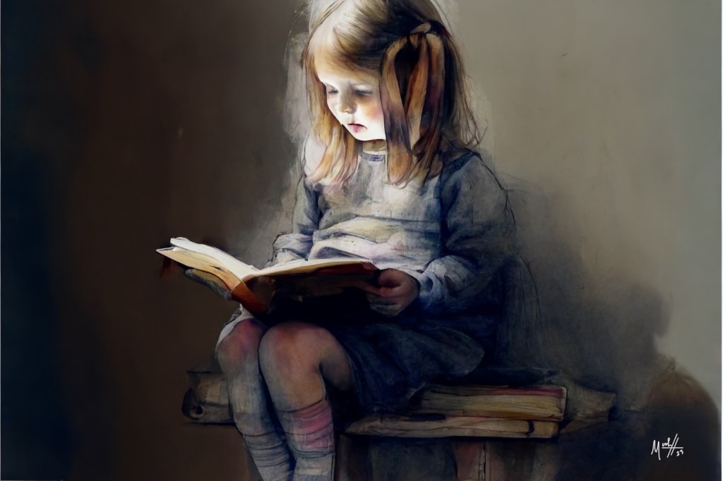 Young girl reading a book