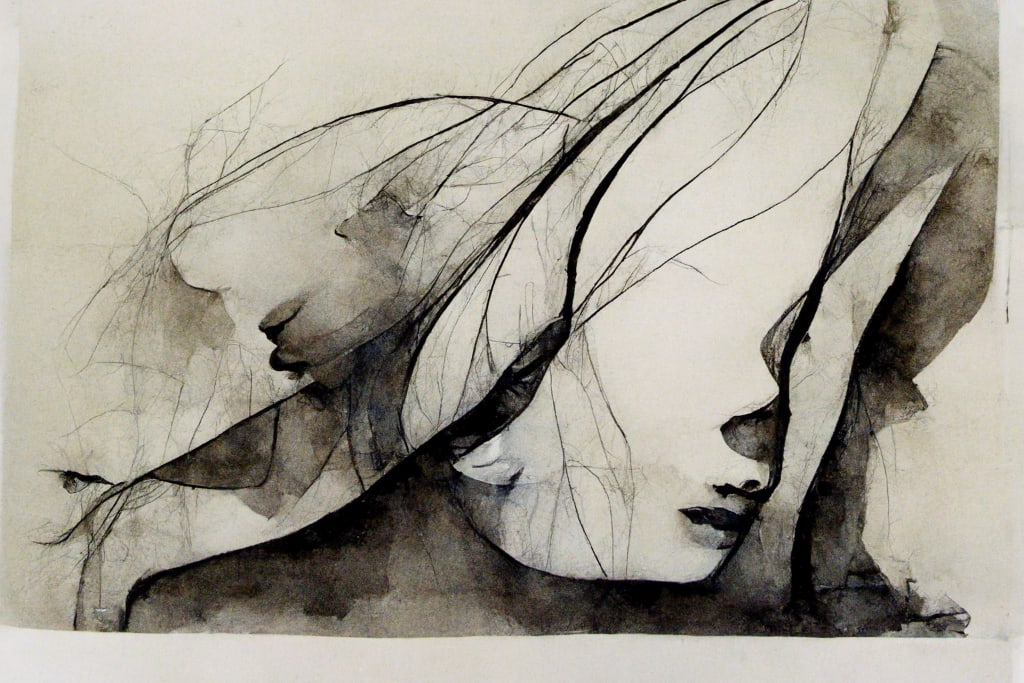 pencil sketch abstract of a woman's face