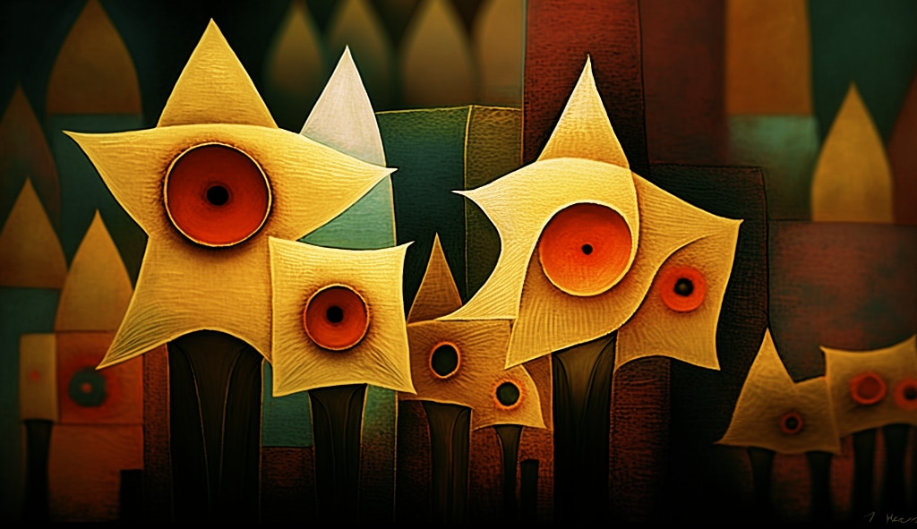 A.I. Art: daffodils in the style of Paul Klee