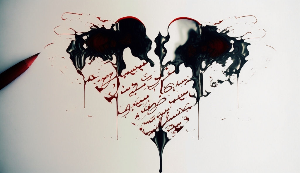 script handwriting, ink blot overlay