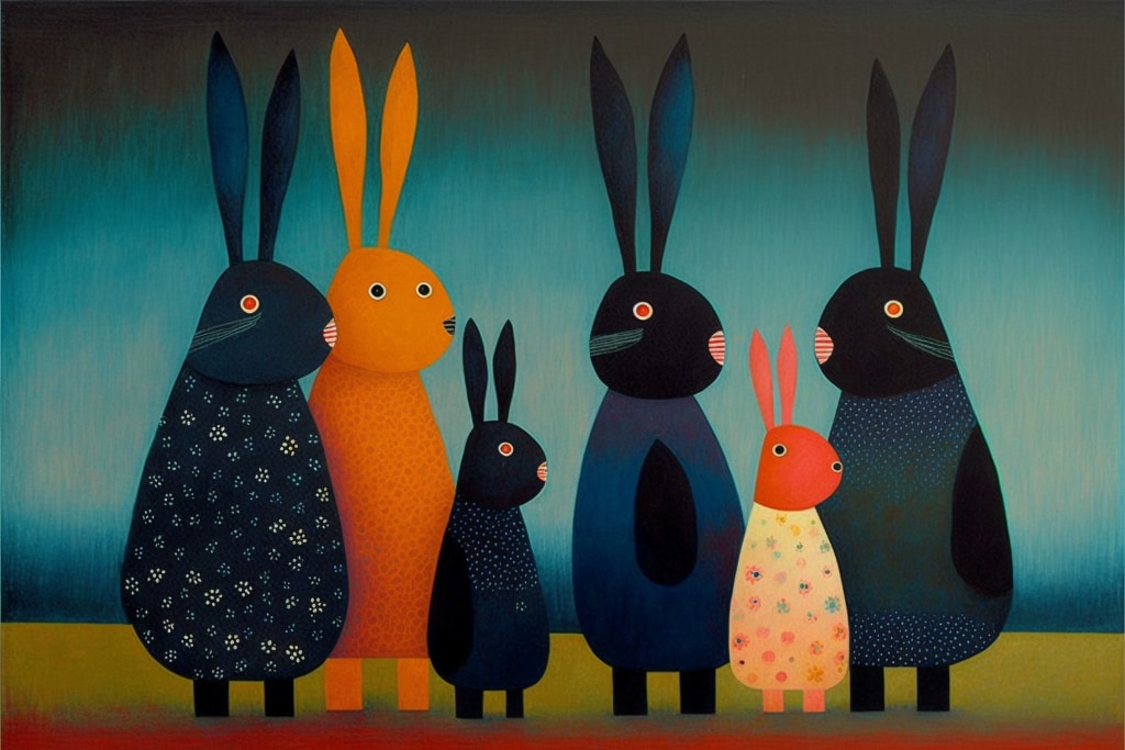 abstract images, colourful, March hares