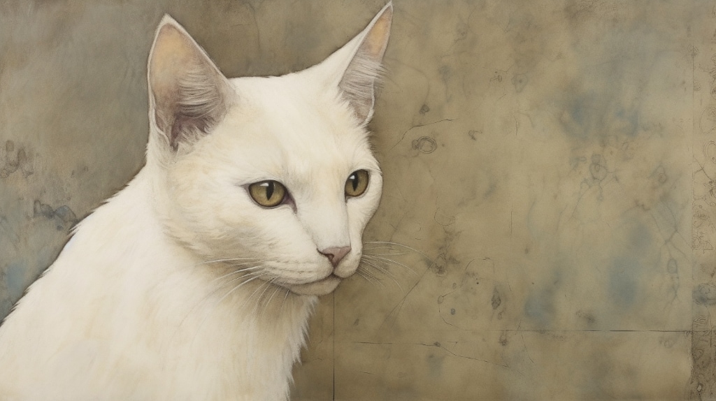 AI artwork: a white cat