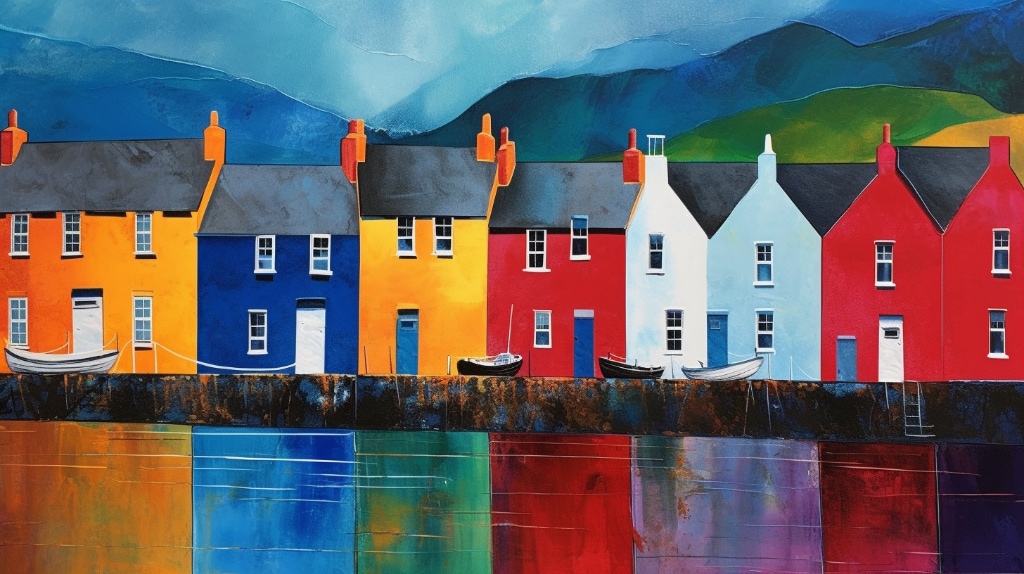 abstract folk art style painting of Portree