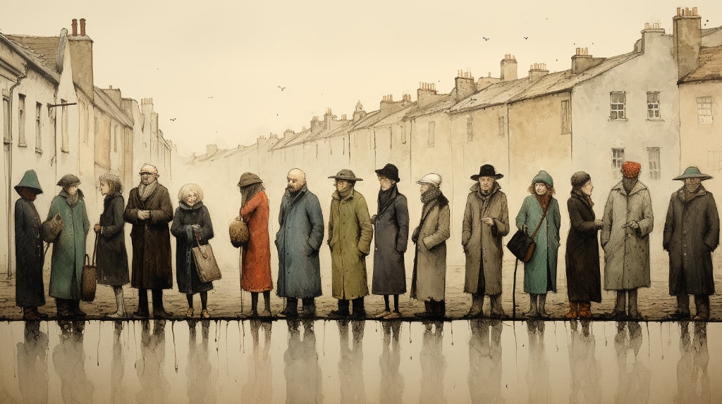 AI art people queueing