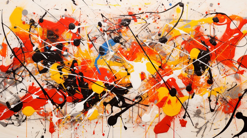 abstract paint splatter in hot colours