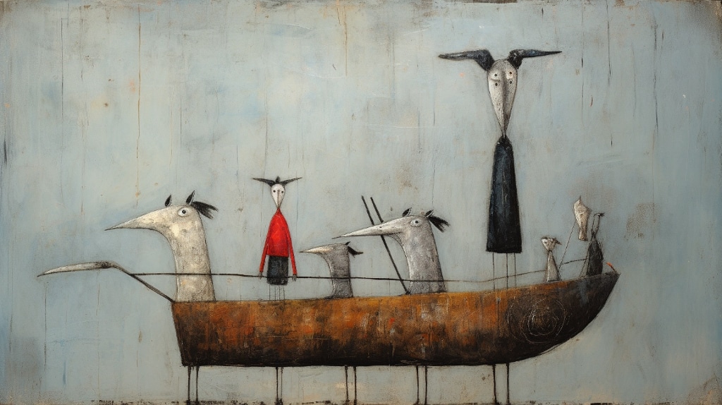 AI art: animal family anthropomorphism, humorous.