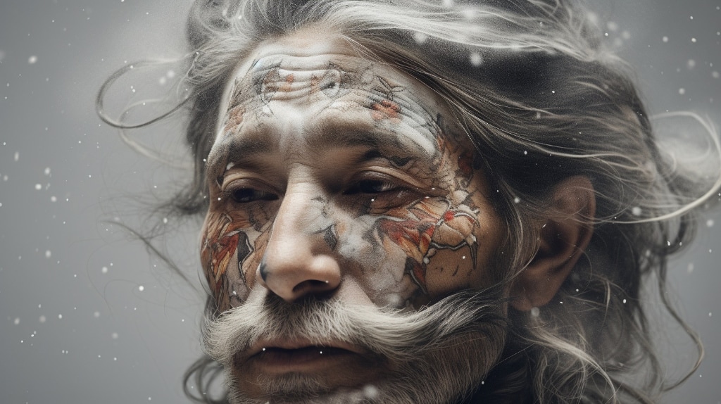 AI Art: man white hair beard aged