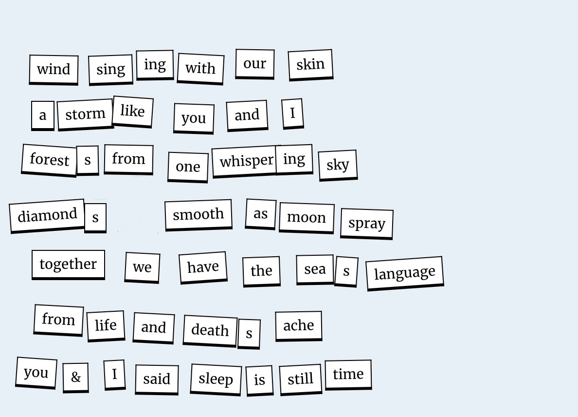 magnetic words used in the poem