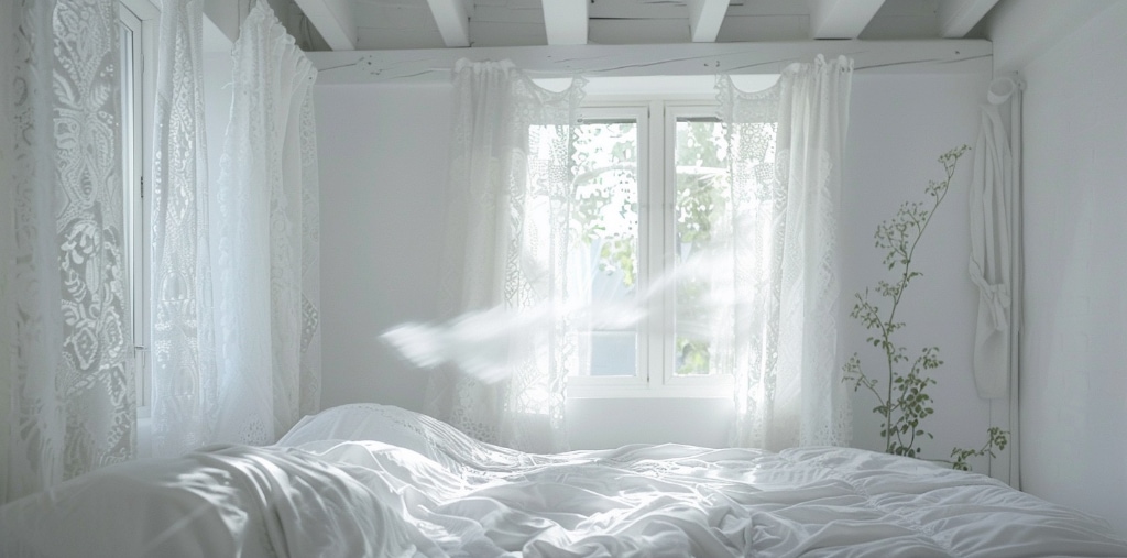 bedroom - everything white, mystical