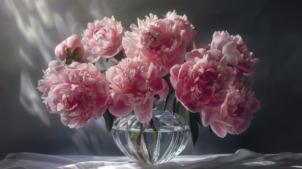 vase of pink peonies