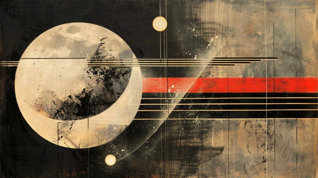 abstract Bauhaus School of art, moon with lineal background