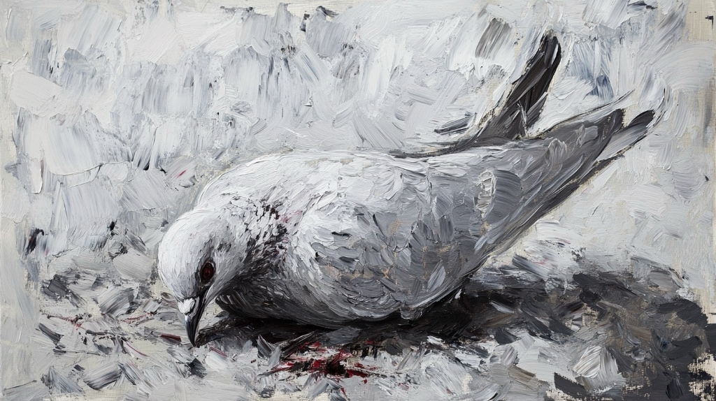 ai art: monochrome dove on the ground