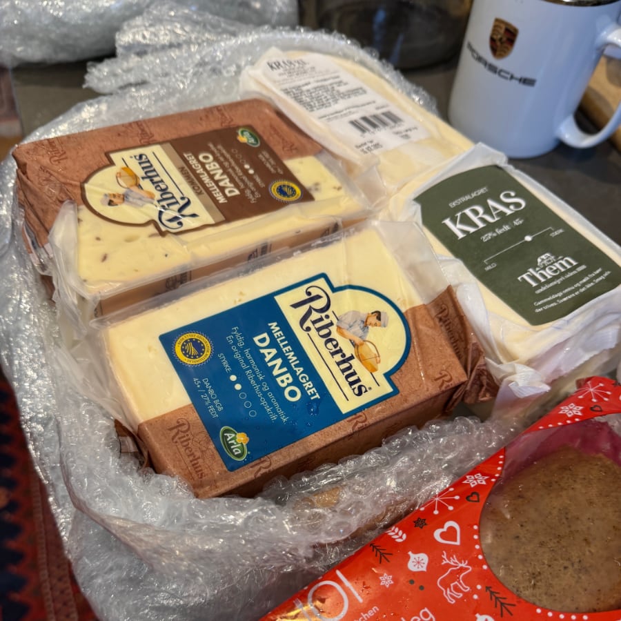danish cheese for Christmas arrived today by courier