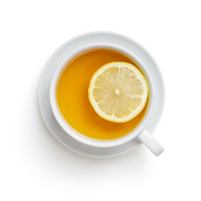 cup of tea with a slice of lemon in it