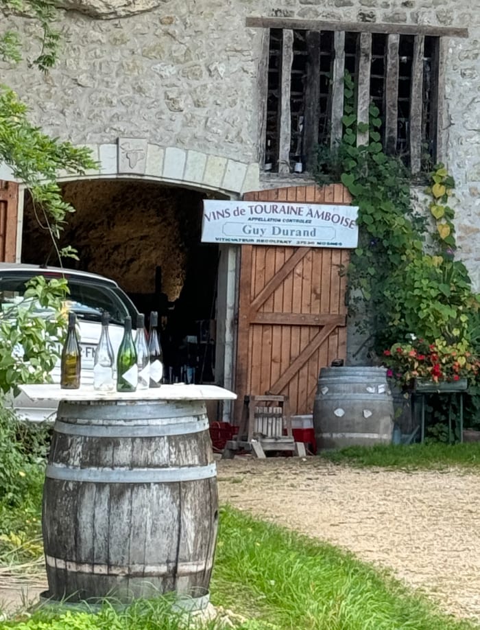 the doorway of a cave in Loire Valley where wine and stored and sold