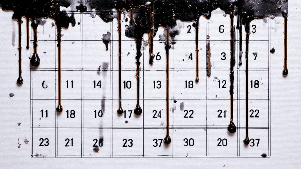 B&W image of a calendar melting