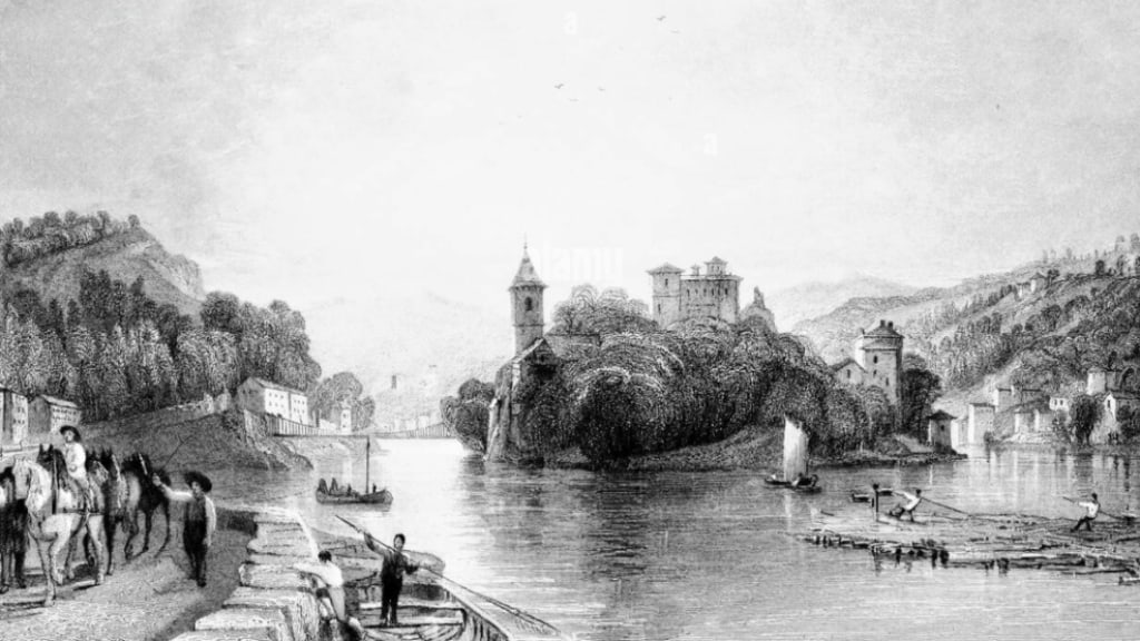 etching of Lyon the Saône and the Rhône rivers. Creative Commons image