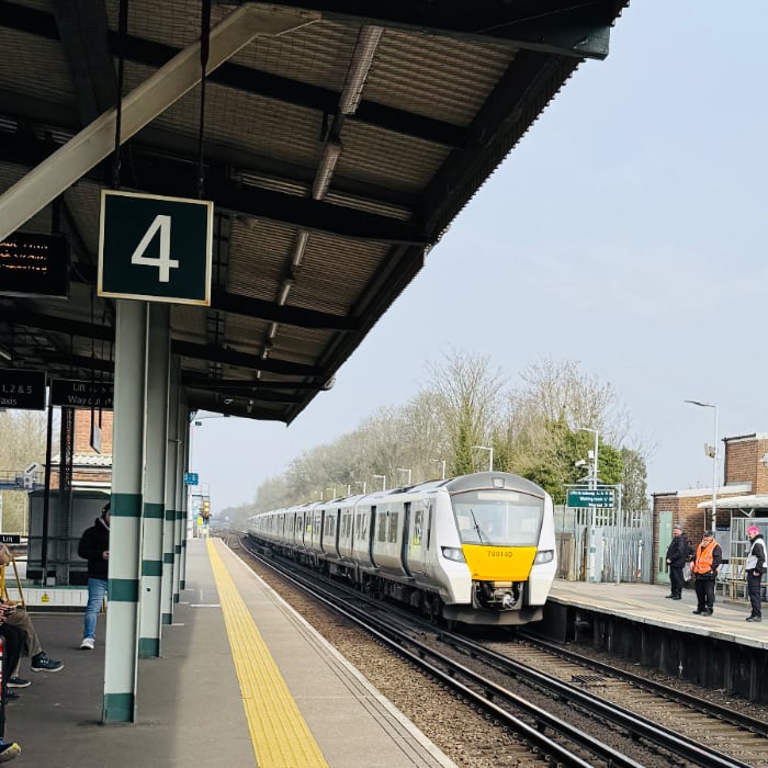 train pulling into the station