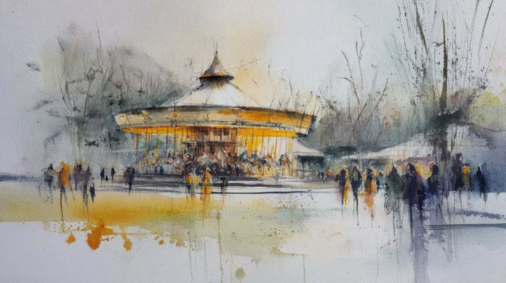 watercolour of fair grounds