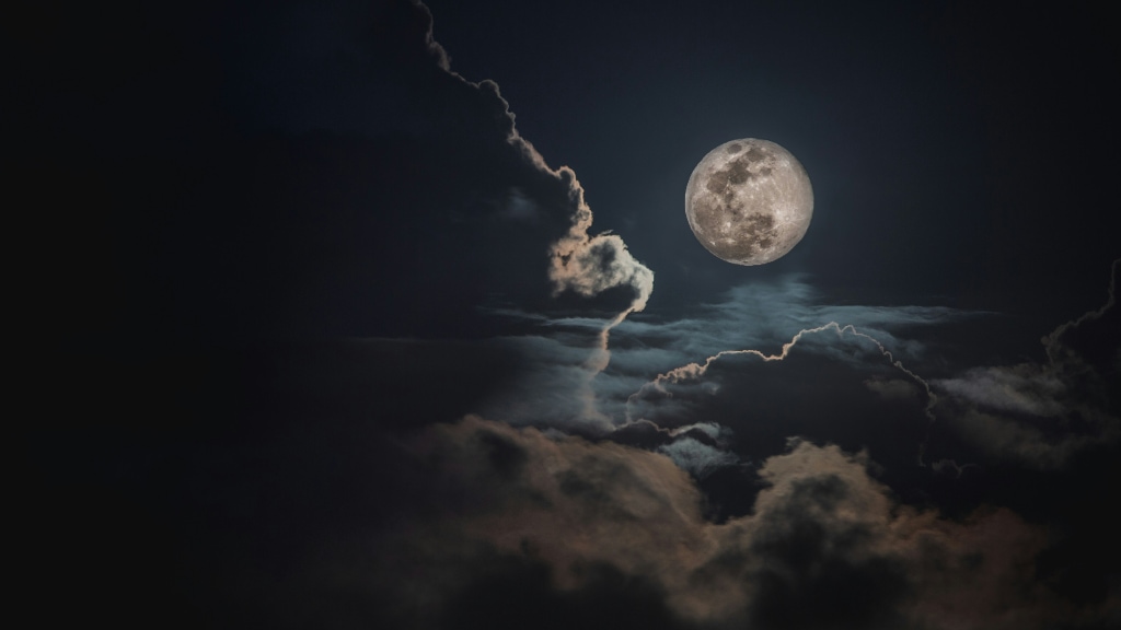 full moon and clouds