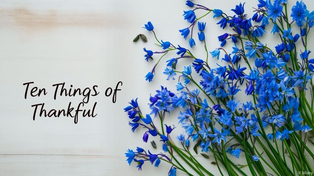 Ten Things of Thankful with bluebells