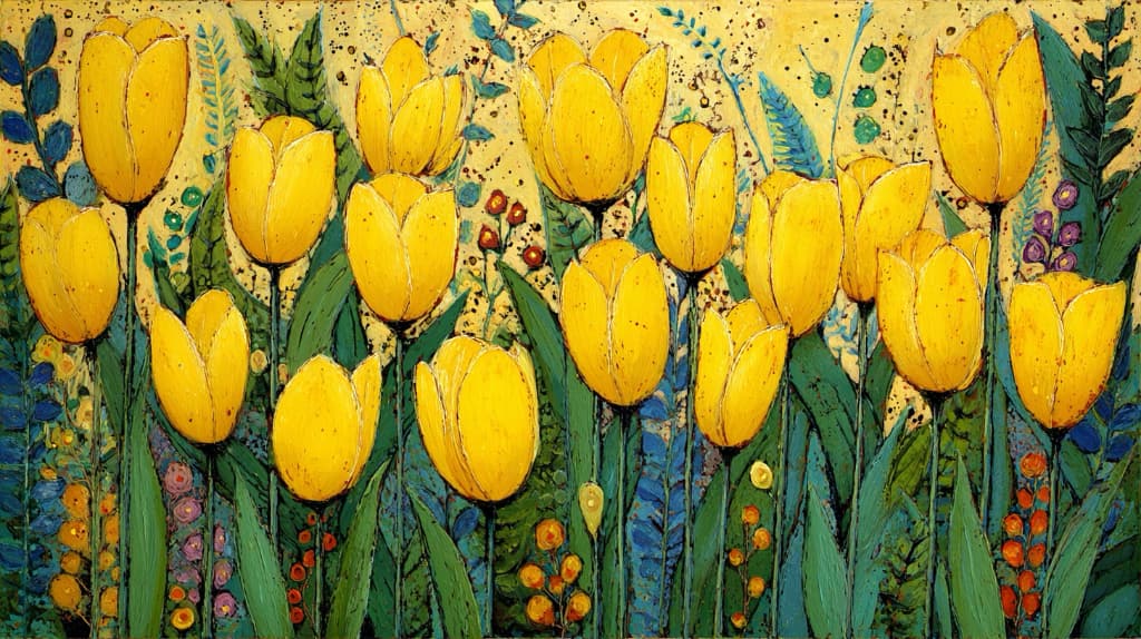 ai image of yellow tulips