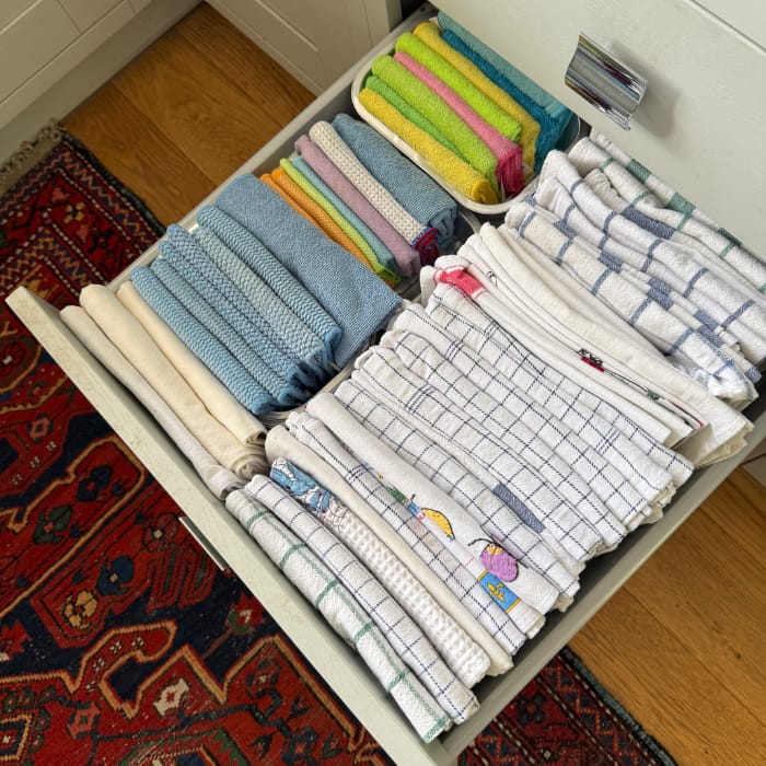 folded towels and cleaning clothes