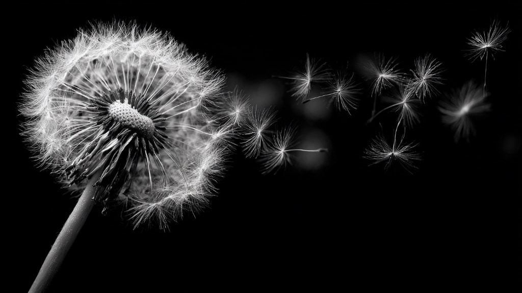 B&W dandelion seeds
