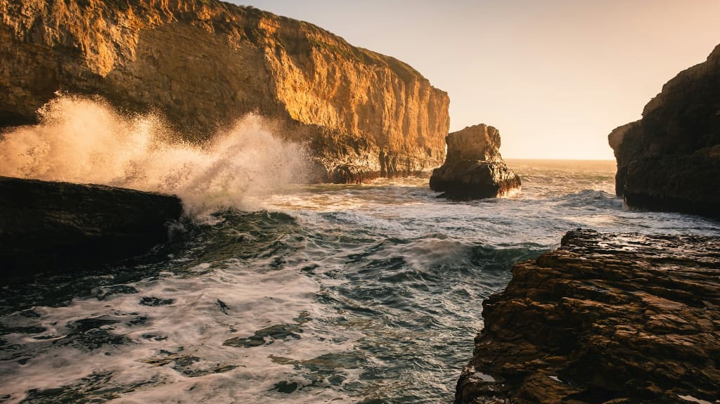 sea cliffs and waves