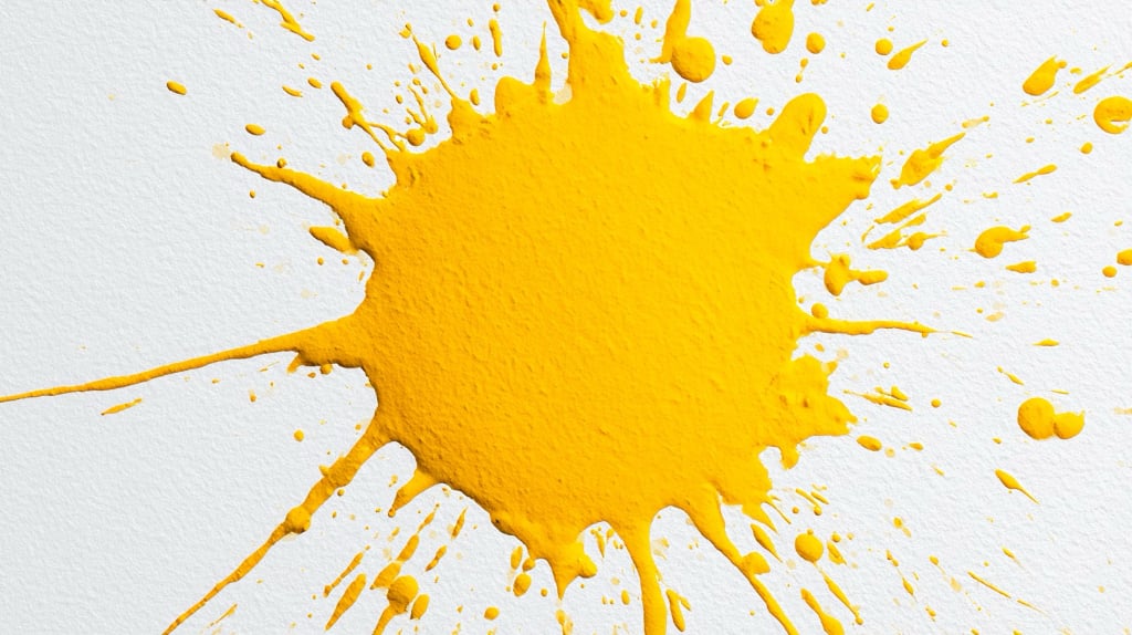 a yellow paint splotch on a white background