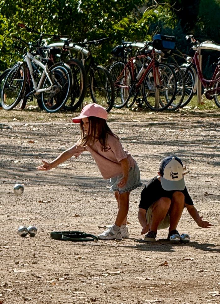 children practising bocce ball