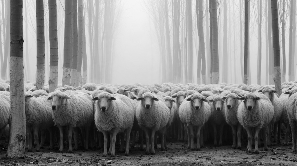 sheep in a forest