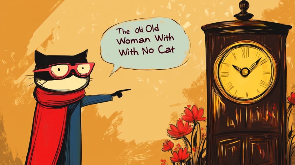 cat pointing at a grandfather clock