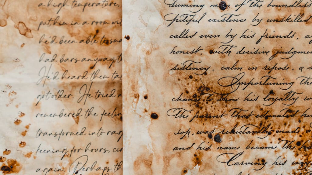 old letters, ink, parchment stains
