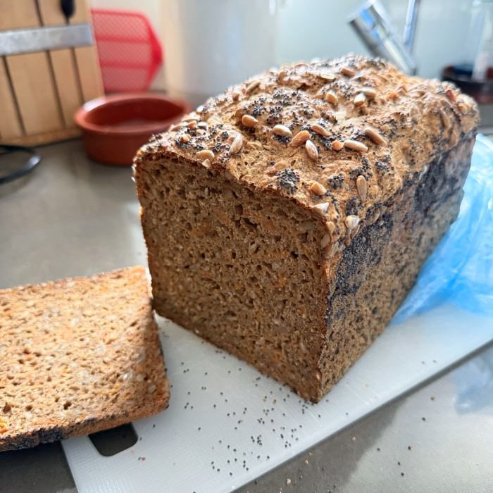 a loaf of seeded danish rye bread